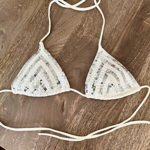 Sequin Triangle Bikini Top